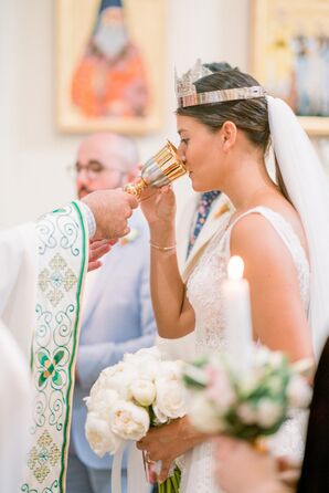 Communion During Romanian Orthodox Wedding Ceremony