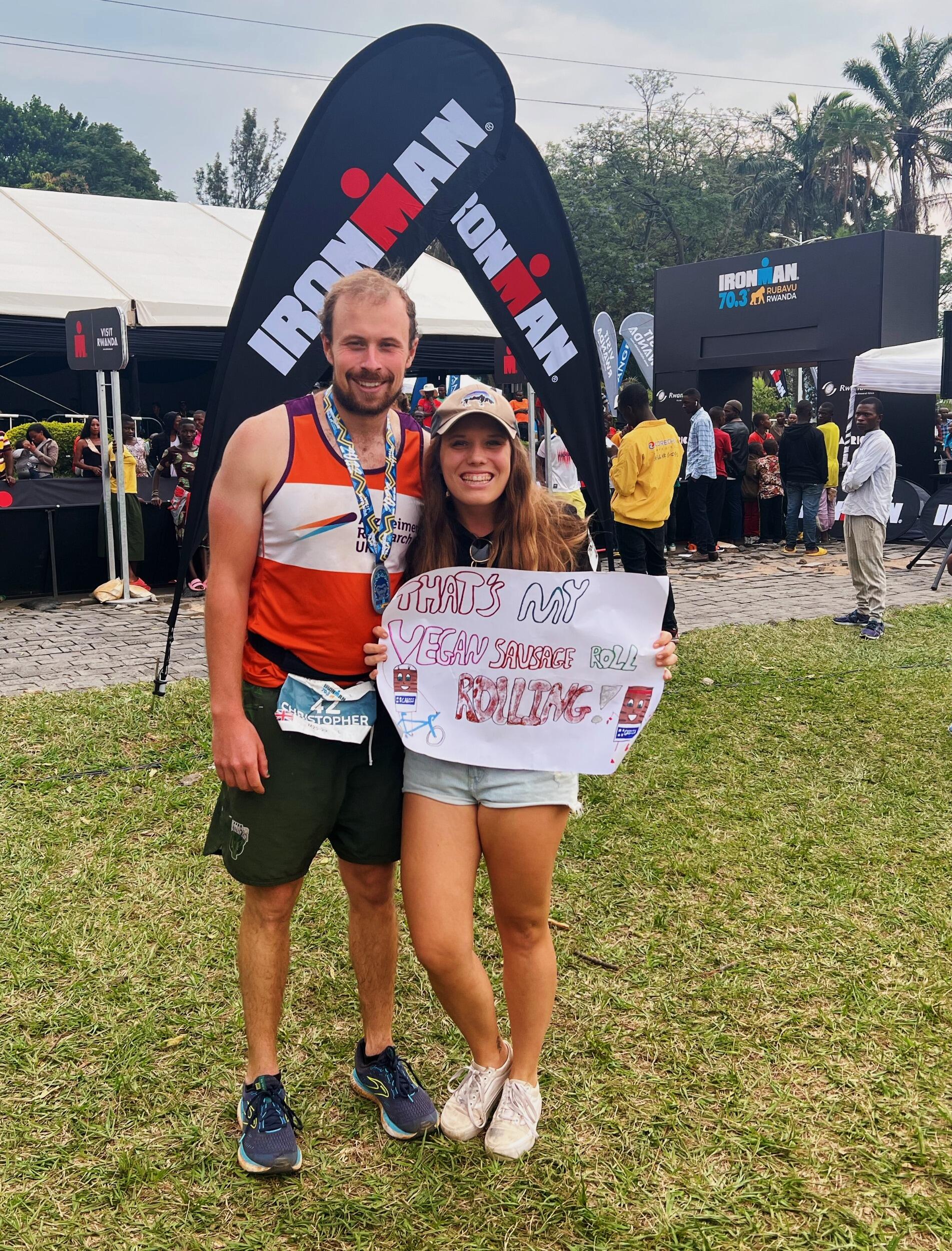 Chris’s first 70.3 Ironman.
He absolutely crushed it (cough… almost died). And thus began a lifelong commitment to supporting each other’s wildly unnecessary endurance challenges.