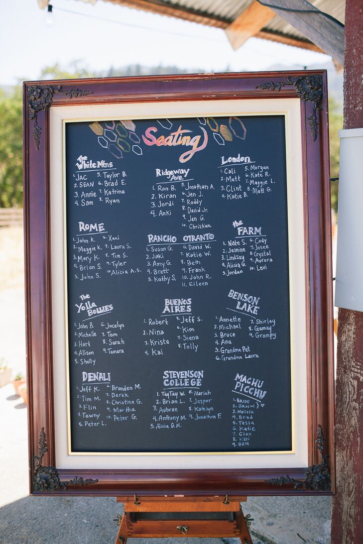Wooden Frame Chalkboard Seating Chart