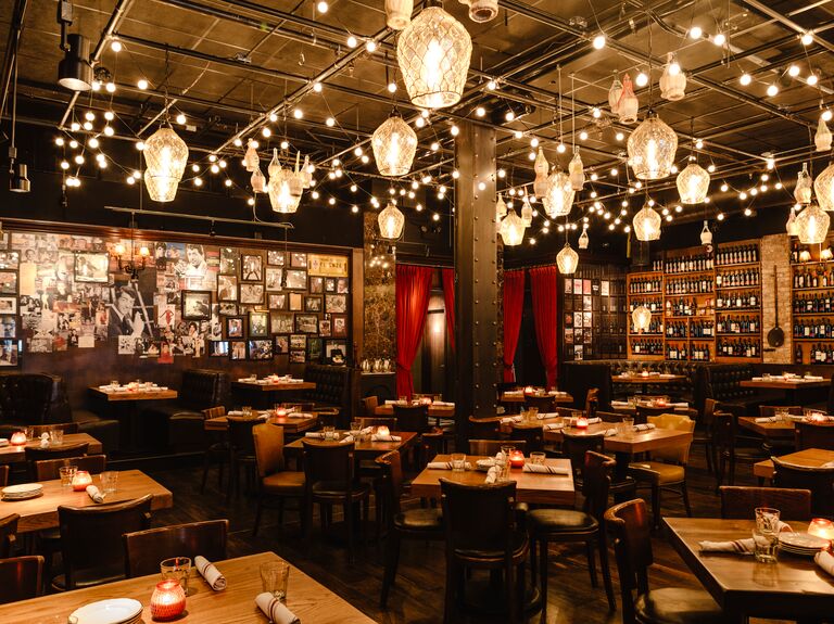 Fairy lights twinkle in the romantic interior of il Porcellino, River North