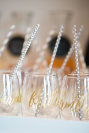 "Bridesmaid" Wineglasses With Straws