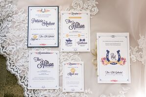 Equestrian-Inspired Invitations with Pops of Blue and Purple