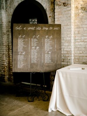 Modern Seating Chart Sign with White Calligraphy