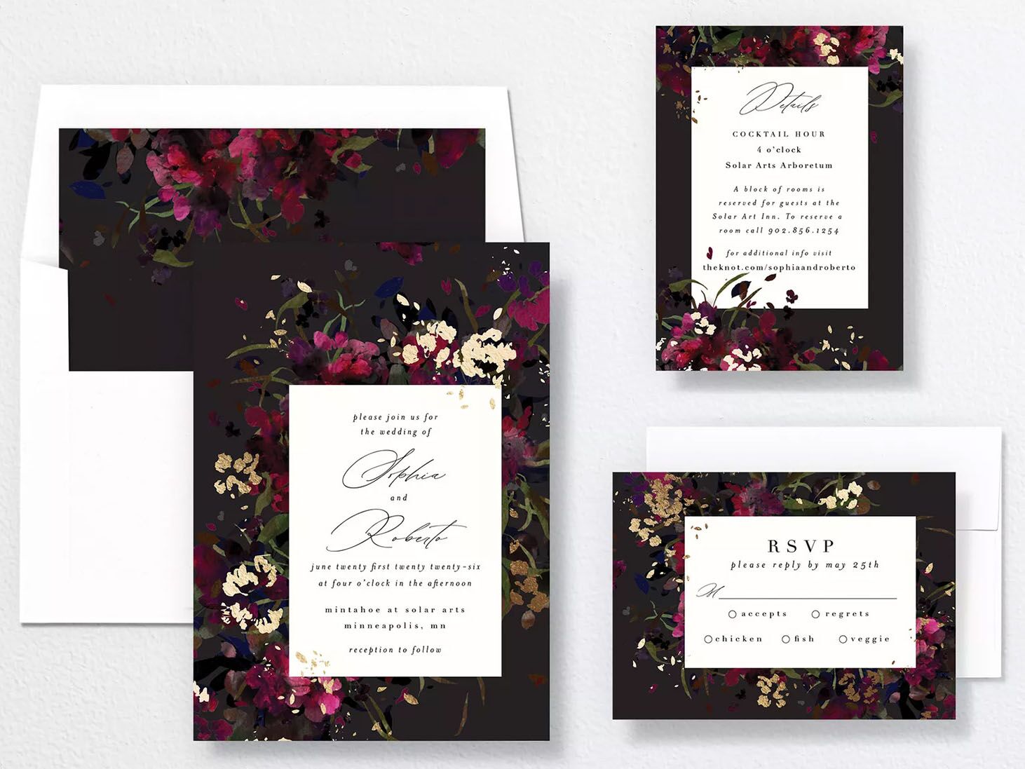 Moody wedding invite collage