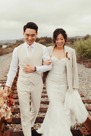 Wedding Pictures on Railroad in Coastal California