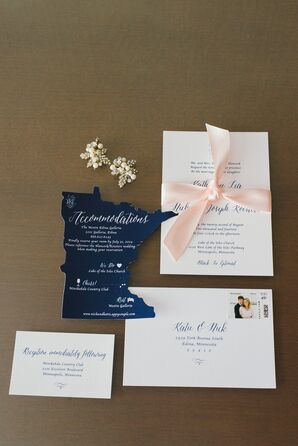 Minnesota-Inspired Navy and Blush Wedding Invitations