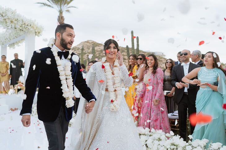 Rose Petal Recessional During Indian Wedding