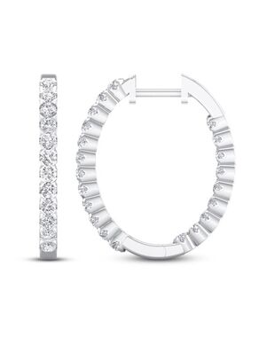 Kay Jewelers Lab-Created Diamonds by KAY Hoop Earrings 1-1/2 ct tw 14K White Gold Wedding Earring photo