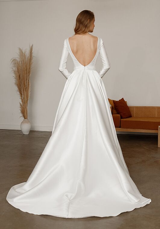 Olivia Bottega Mikado Wedding Dress Ester with Long Sleeves A-Line Wedding Dress - 3