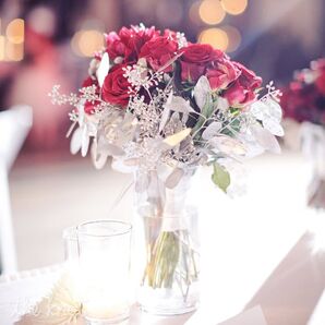 Elegant Red and Silver Reception Decor