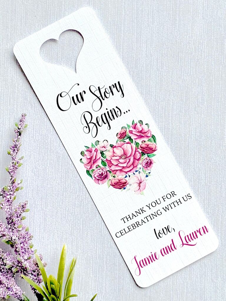 Personalized bookmark wedding favor