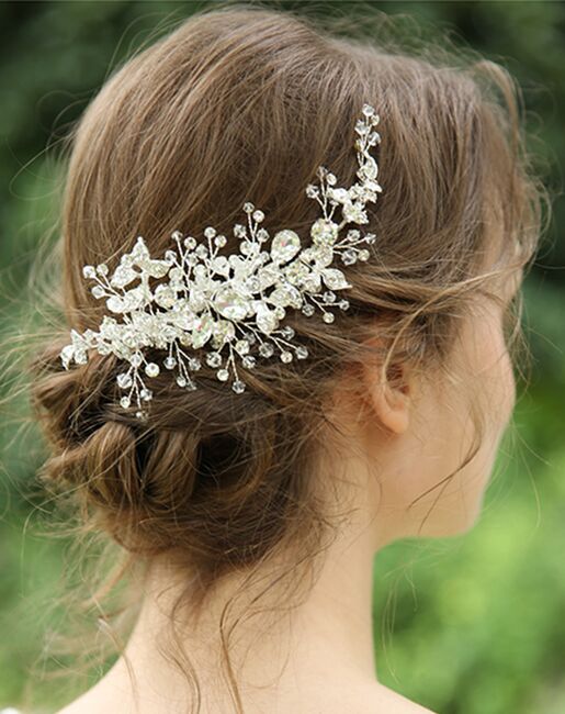 AW Bridal AW BRIDAL Wedding Hair Clip Bridal Hair Comb Rhinestones Wedding Hair Accessories for Brides Flower Girl Bridal Hair Pieces (Sliver) Silver Pins, Combs + Clip - 3