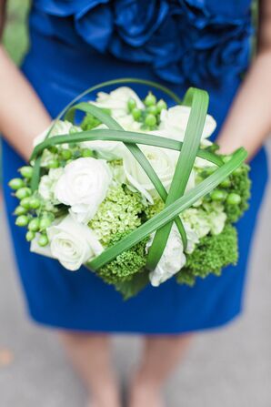 Modern Green and White Bridesmaid Bouquets