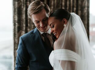 Although Corey proposed to Allison with an octagon-halo diamond, the couple thought the hexagon was a better symbol of their six-year relationship. It