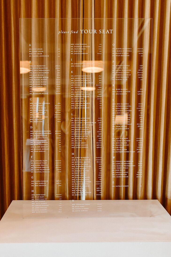 Modern Clear Acrylic Seating Chart