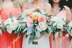 Peach, Pink and White Romantic Bouquet