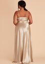 Birdy Grey Lisa Long Shiny Satin Dress in Neutral Champagne Scoop Bridesmaid Dress - thumbnail - 3