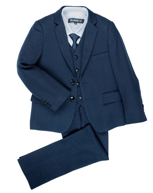 BLACKTIE "Liam" Midnight Blue Suit (5-Piece Set) Flower Girl Dress and Ring Bearer Outfit - 3