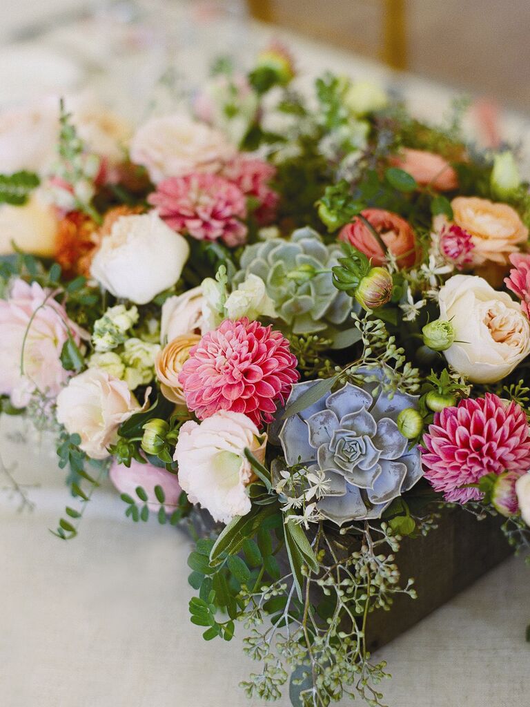 Boxed succulent centerpiece