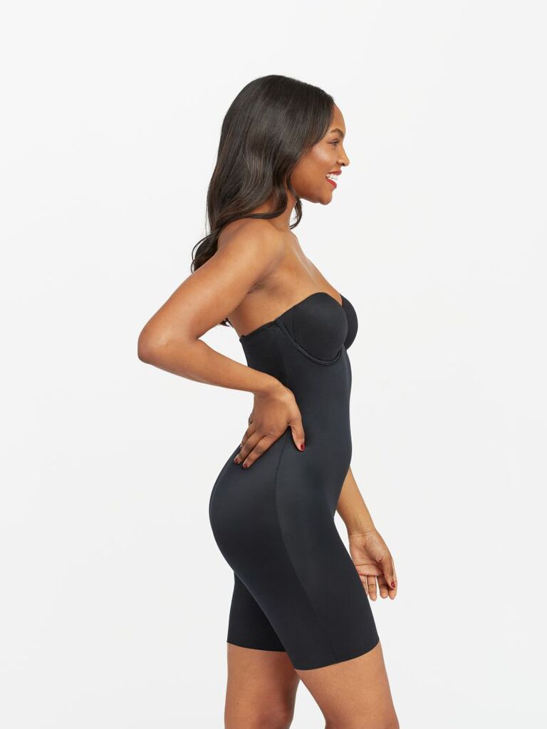 Black strapless bodysuit wedding undergarment