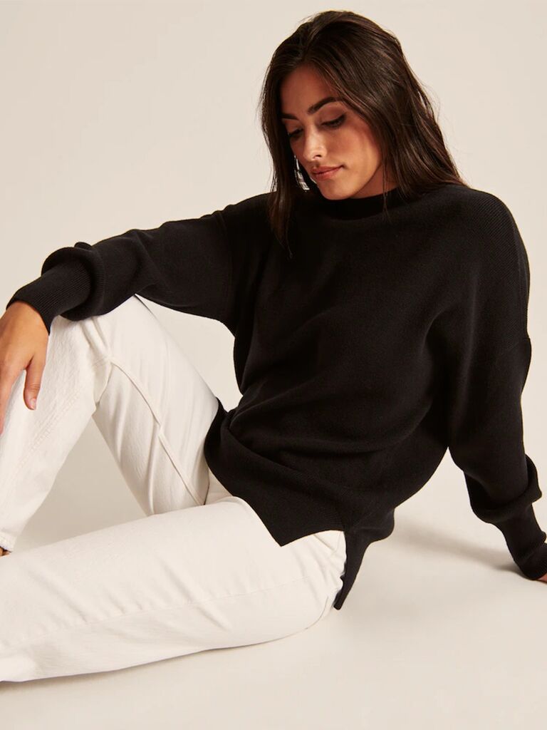 Black oversized crewneck sweater