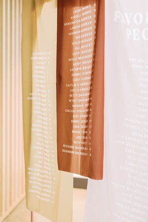 Neutral-Hued Linen Escort Card Display at Wave Resort in Long Branch, New Jersey