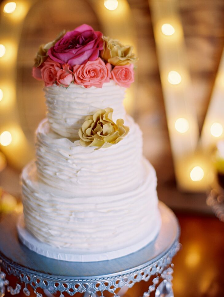 Three-Tier Ruffled Buttercream Wedding Cake
