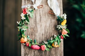 Bright, Lace-Trimmed Flower Crown
