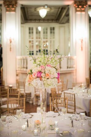 Tall Hydrangea, Peony and Garden Rose Centerpiece