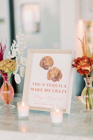 Custom Wedding Sign With Dog Illustration