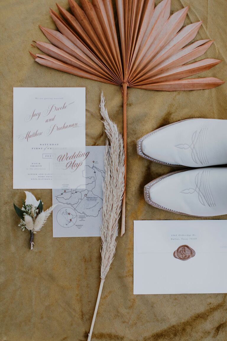 Rustic desert wedding invitation suite
