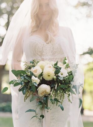 Classic Bouquet with White Peonies, Dahlias, Anemones and Lilies