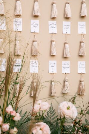 Escort Card Seating Display With Gold Tassels