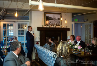 Guests raise a toast to the happy couple in Rí Rá Irish Pub & Restaurant.