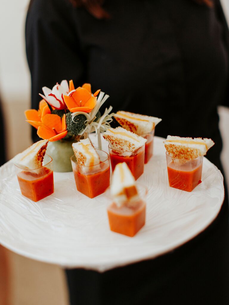 wedding menu tomato soup shooters