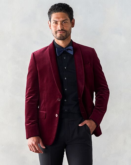 The Black Tux Ruby Velvet Jacket Tuxedo Red Tuxedo - 4