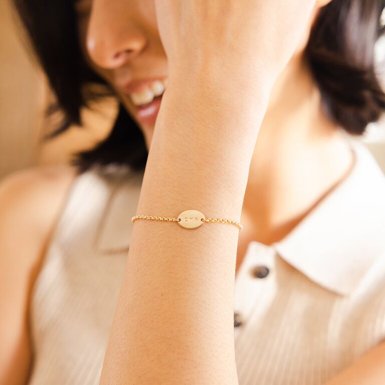 engraved oval bracelet