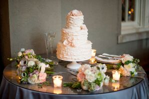 Ruffled Fondant Cake With Blush Flowers