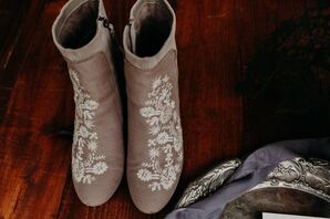 Rustic Brown Cowboy Boots with Floral Embellishments