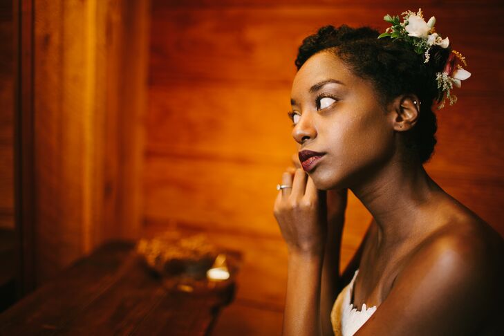 African-American Bride Getting Ready