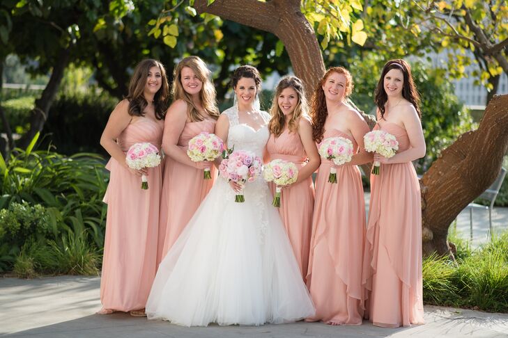 Floor Length Blush Bridesmaid Dresses