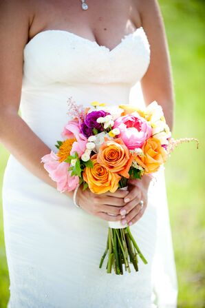 Pink, Orange and Plum Bridal Bouquet