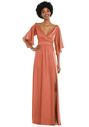 Dessy Group Asymmetric Bell Sleeve Wrap Maxi Dress with Front Slit - 3102 V-Neck Bridesmaid Dress - thumbnail - 1