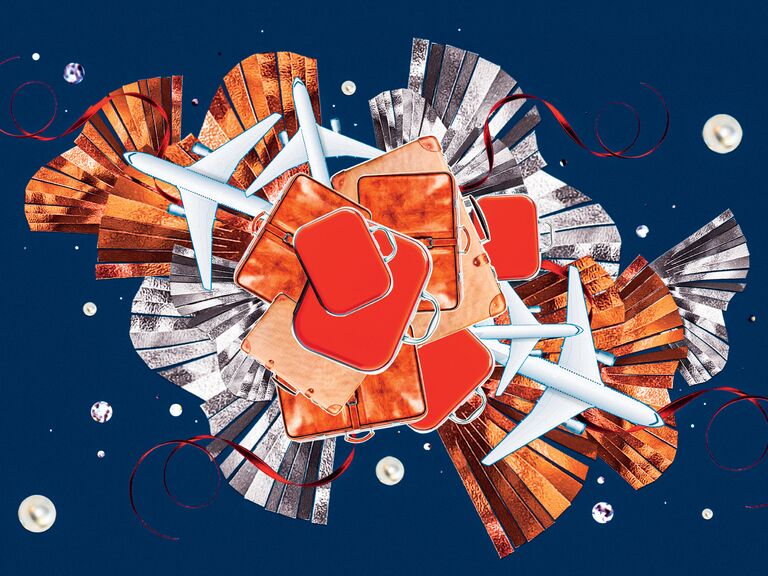 collage of suitcases and airplanes