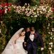 Breaking the Glass Under Romantic Flower Arch