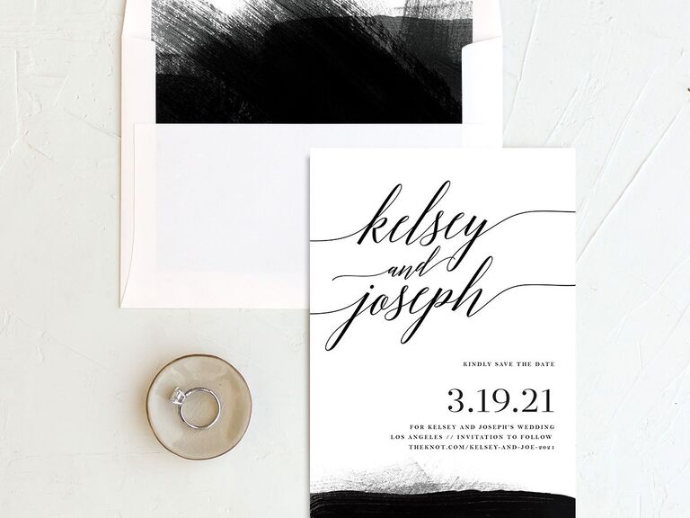 Painted minimal save-the-date from The Knot Paper.