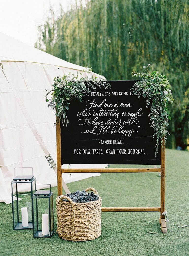 Chalkboard with quote calligraphed on it