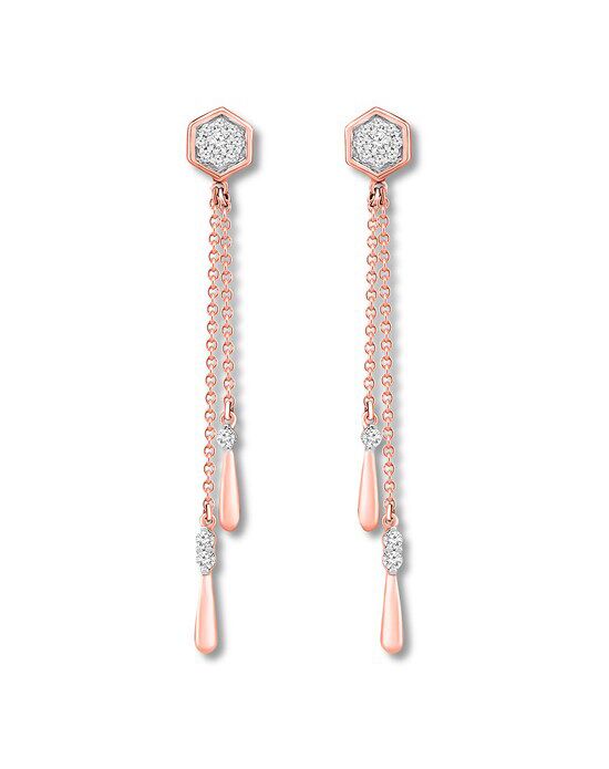 Kay Jewelers Diamond Geometric Drop Earrings 1/5 ct tw Round 10K Rose Gold Wedding Earrings photo - 1