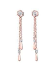 Kay Jewelers Diamond Geometric Drop Earrings 1/5 ct tw Round 10K Rose Gold Wedding Earring photo
