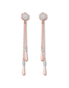 Kay Jewelers Diamond Geometric Drop Earrings 1/5 ct tw Round 10K Rose Gold Wedding Earring photo